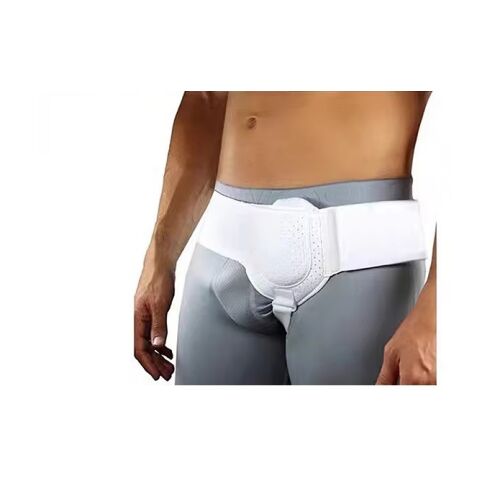 Titan univerzális állítható lágyéksérv öv, fehér, viselt nézet