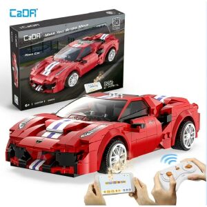 CaDA C51072W ferngesteuertes 488 Supercar Bauspielzeug mit Box, Fernbedienung und Smartphone-Steuerung - Plastikbausteine