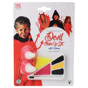 Halloween Ördög Arcfesték Készlet - Szivacs, Ecset, Szarvak 143193472 - Arcfesték