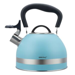 Kinghoff sípos vízforraló, világoskék, 1,8L, rozsdamentes acél, tűzhelyre való vízforraló - Kinghoff