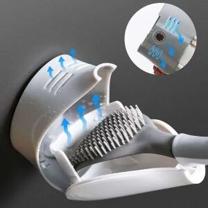 WC kefe tartóval, rugalmas szilikon sörtékkel, falra szerelhető, könnyen tisztítható, fürdőszoba tisztítás - WC kefe & tartó