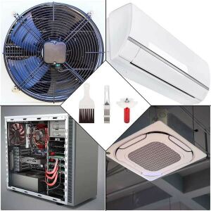 Cleancon zestaw szczotek do czyszczenia klimatyzacji, kolaż przedstawiający różne zastosowania - Akcesoria do dużych urządzeń gospodarstwa domowego