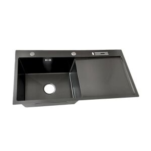 Chiuvetă de bucătărie Avena din oțel inoxidabil negru cu picurător - Chiuvete de bucătărie
