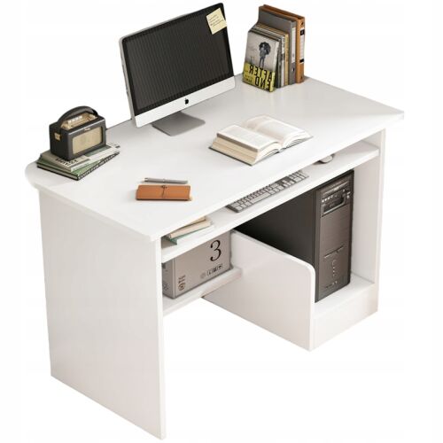 Fodym Weißer Computertisch mit Tastaturauszug und Regalen