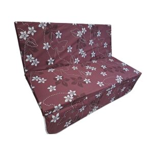 Bordó és fehér virágos hintaágy párna szett, 3 részes, 130 cm, kültéri pihenéshez - Hintaágy kiegészítő