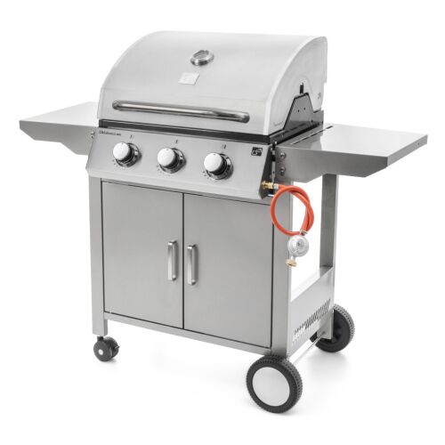 G21 Oklahoma BBQ Premium Line gázgrill, 3 égőfej, rozsdamentes acél, kerekekkel - G21