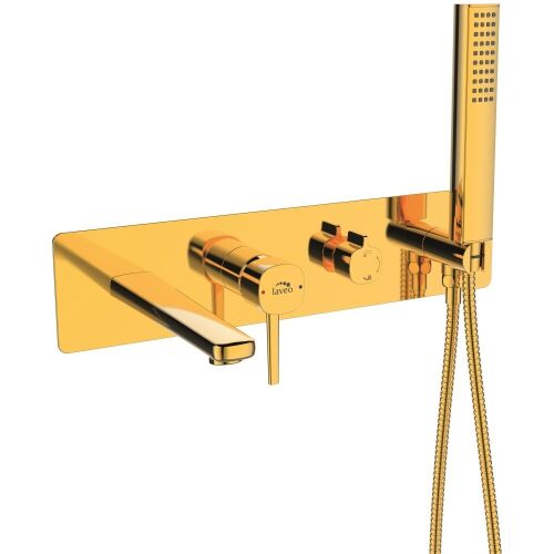 Laveo POLLA beépített kádcsaptelep zuhanygarnitúrával arany színben