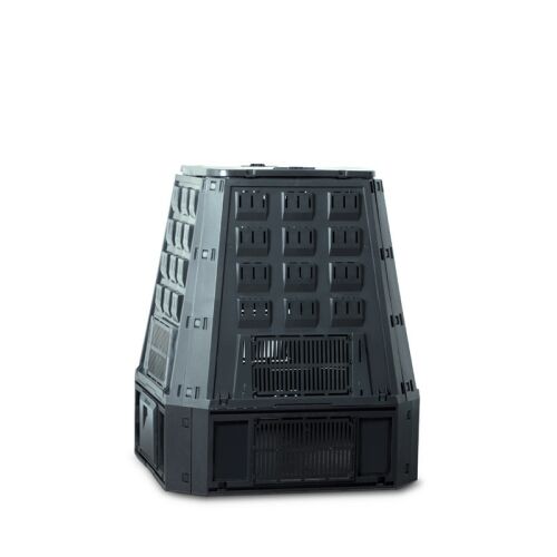 Compostor de grădină modular Evogreen 630L negru, vedere din față