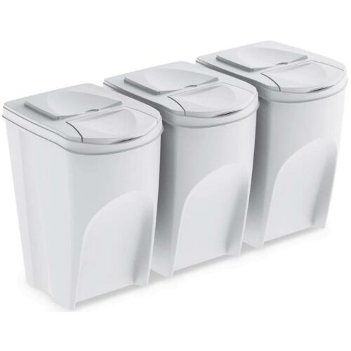 Sortibox 3 darabos szett fehér szelektív hulladékgyűjtő, 35L/db