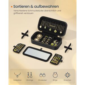 Prenosiva kutija za nakit, prošivena PU površina, 20,5 x 10,5 x 6 cm, crna | SONGMICS 120557684 - SONGMICS