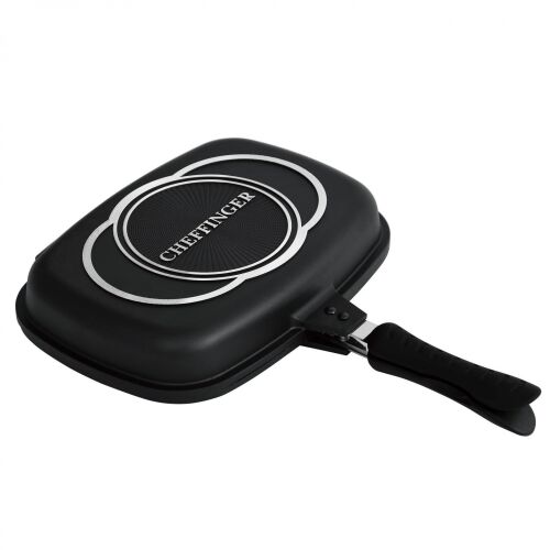 Cheffinger dupla serpenyő, 36cm, fekete, tapadásmentes, márvány bevonattal - Cheffinger