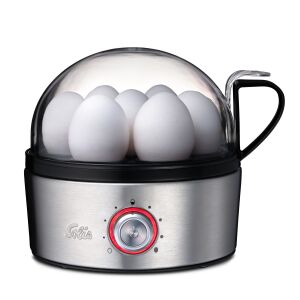 Fierbător de ouă multifuncțional Solis, capacitate 7 ouă, ideal pentru gătit/ouă/aburire, cronometru, comutator de pornire/oprire a luminii, semnal sonor, mâner ergonomic, accesorii incluse, oțel inoxidabil - Aparate de fiert ouă