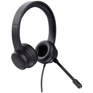 Trust HS-201 USB PC Headset, czarne słuchawki nauszne z mikrofonem, do komputera, laptopa, spotkań online, wideokonferencji - Trust