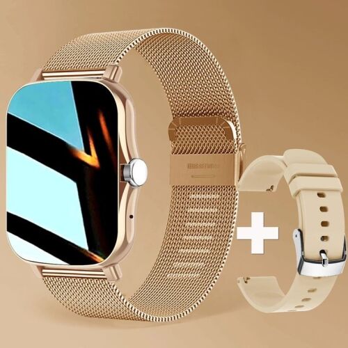Okosóra, SmartWatch Y13, Bluetooth hívás, fizikai aktivitás és pulzusmérő, kalóriaégetés követése, véroxigénszint-mérés, vérnyomásmérő, alvásfigyelő, lépésszámláló, vízálló 3ATM, Android és iOS kompatibilitás, stílusos megjelenés, fém karkötő + szilikon szíj, arany 120571089