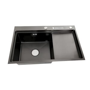 Dahlia fekete rozsdamentes acél mosogató csurgatóval - Építkezés & Felújítás