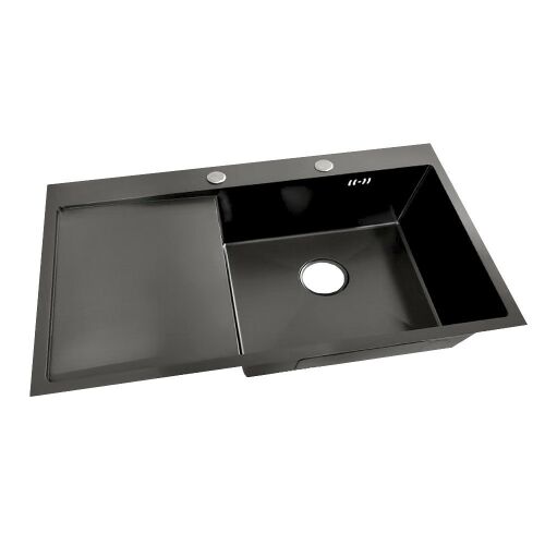 Daisy rozsdamentes mosogató csepegtetővel, fekete, 80x50x21 cm