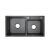 Meria rozsdamentes mosogató, dupla tálcás, fekete, elülső nézet