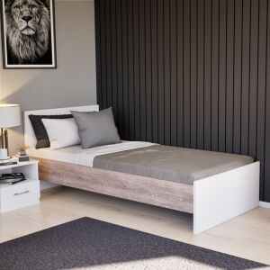 Miami egyszemélyes ágy 90x200 cm fehér-yorki tölgy 120857372 - Schlafzimmermöbel