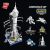 QMAN 42302 Set de construcție Astronaut Spațial 6 în 1, prezentând rachetă asamblată, astronaut, navetă, rover, modul de aterizare și satelit