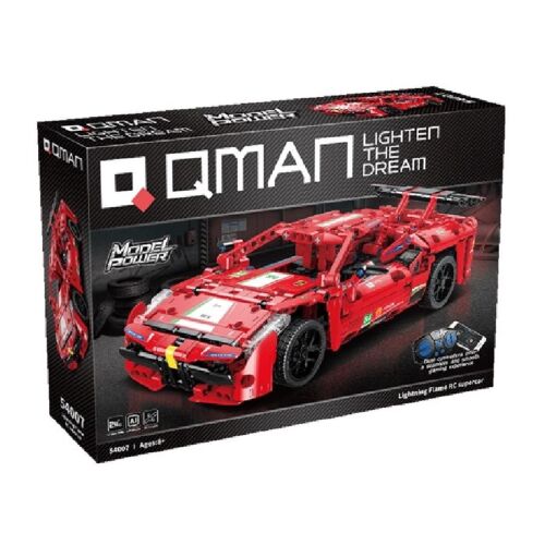 QMAN 54007 Lightning Flame Červené pretekárske auto stavebnica v krabici