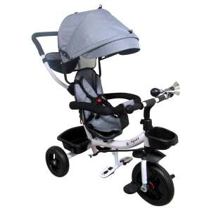 Szürke R-Sport tricikli szülői tolókarral, napellenzővel, tároló kosárral és biztonsági funkciókkal - R-Sport