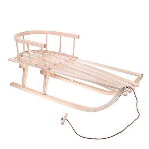 Sledge with beech wood backrest - 90cm, 100kg load, with free puller