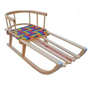 Premium beechwood sled with backrest, fabric seat - 90cm