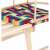 Close-up of the colorful woven seat of a wooden sled