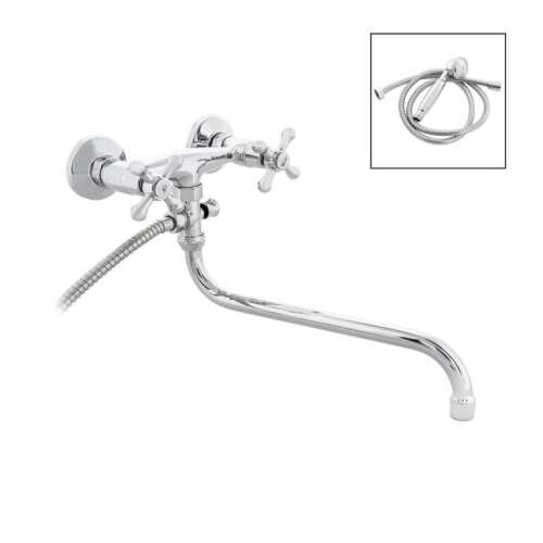 NOSZTALGIA K.M.T. fali kád-mosdó csaptelep zuhanykészlettel, króm