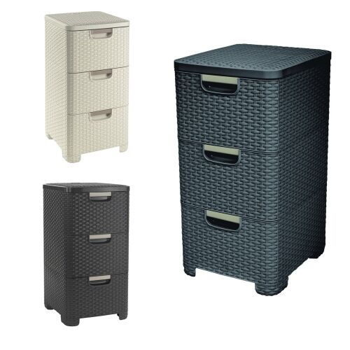 Curver Style Rattan Dulap cu 3 sertare, mai multe culori