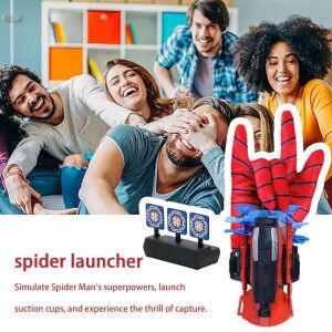 Spiderman Heldenhandschuh-Starter-Spielset, Kinderspielzeug, Saugnapfpfeile, Zielübung, Spaß für Kinder - Leziter