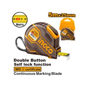 INGCO Mérőszalag 5 m x 25 mm gumírozott 120660571 - INGCO