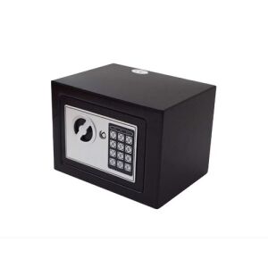 Seif Digital Mini Negru T17, seif mic cu tastatură digitală și gaură de cheie, ideal pentru casă sau birou - Sonerii și Seifuri de securitate