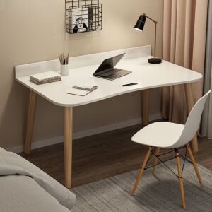 Birou alb FUR1667-1 cu picioare din lemn, 100x50x73cm, perfect pentru biroul de acasă, jocuri sau studiu - Birouri