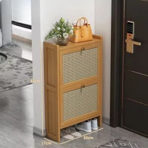 Dulap pentru pantofi din bambus cu două rafturi, 50x17x87cm, BC FUR1676-1 - Depozitare pantofi, Fotolii suspendate, Fotolii, Scaune suspendate și Biblioteci și rafturi