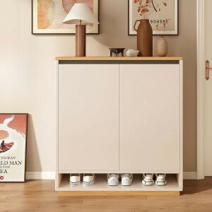 Dulap pentru pantofi din stejar cu uși, 60 x 32 x 80 cm, BC FUR1818-1 - Depozitare pantofi, Fotolii suspendate, Fotolii, Scaune suspendate și Biblioteci și rafturi