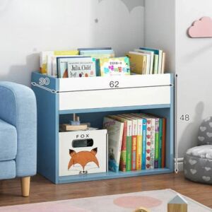 BeComfort kék gyerek könyvespolc két polccal, 62x30x48cm, tökéletes könyvek és játékok rendezéséhez - BeComfort