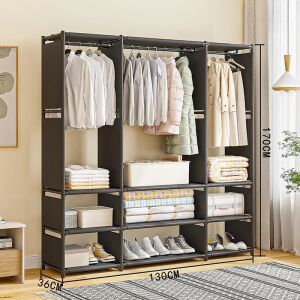 Dulap pentru haine din material textil 170x36x130cm negru TR03-1 120719084