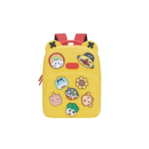 Rucsac preșcolar Push me out Yellow cu patch-uri de desene animate - Push