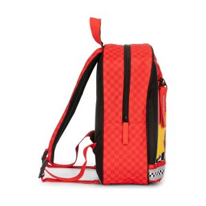 Mario Kart Vorschulrucksack, Seitenansicht, rot und schwarz mit Mario Kart Design - Rucksäcke & Taschen für Kindergarten
