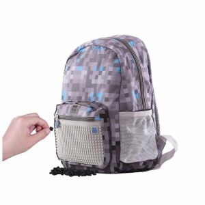 Pixie Crew Adventure grauer Kindergarten-Rucksack mit Pixel-Design, mit einem Silikon-Panel zum kreativen Spielen - Nonbrand Schultaschen, Ranzen