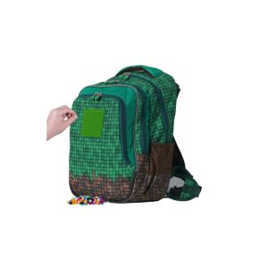 Pixie Crew Explorer grüner Schulrucksack mit Pixel-Art-Panel und buntem Pixel-Zubehör - Nonbrand Schultaschen, Ranzen