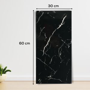 30 db öntapadó márványutánzat készlet, Vízálló, Modern kialakítás, Könnyen felszerelhető, Erős ragasztó, 2 mm vastag, 5,4 nm fedőfelület, 30 x 60 cm, fekete/fehér