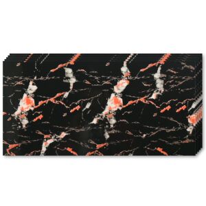 Plăci de perete autoadezive cu efect de marmură, negru și roșu, 30x60 cm, 7,2 mp acoperire - Nonbrand Panele & Autocolante de perete