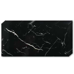 Set de 6 panouri autoadezive pentru pereți cu efect de marmură negru și alb, 30 x 60 cm, acoperire de 7,2 mp - Nonbrand Panele & Autocolante de perete