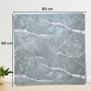 Placă de perete autoadezivă cu efect de marmură, 60x60 cm, gri și roz, grosime 2 mm, impermeabilă, ușor de instalat, adeziv puternic, acoperire 18 mp - Nonbrand Panele & Autocolante de perete