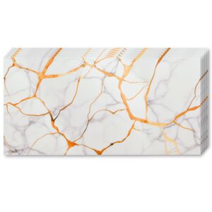 Set de plăci autoadezive cu aspect de marmură, 30 x 60 cm, alb/auriu, 9 mp suprafață - Nonbrand Panele & Autocolante de perete