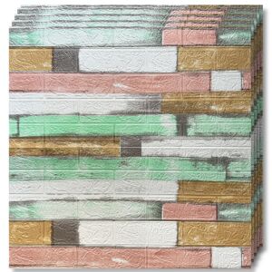 Tapetoo Home Decor 3D самозалепваща тапет, модел тухла, цветна, дебелина 2,5 мм, 26,5 m² - Дом и градина