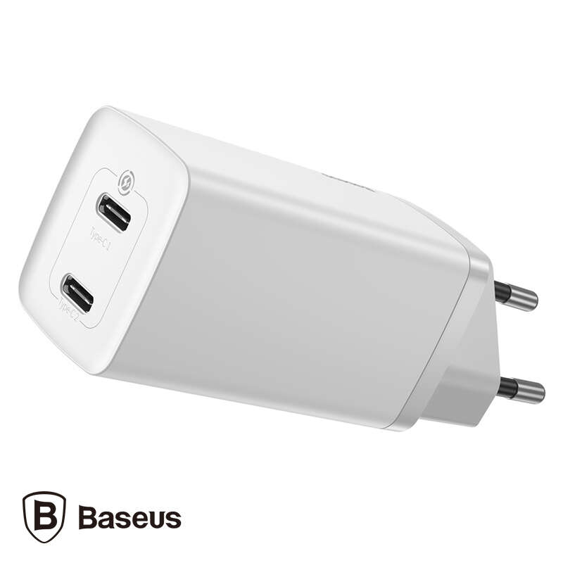 Baseus Gan2 Lite hálózati gyorstöltő 2 USB-C 65W - Fehér