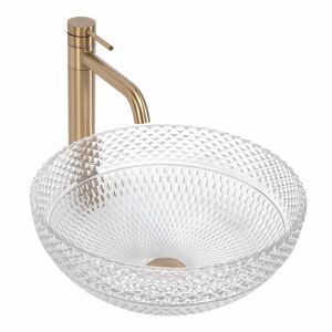Umywalka kryształowa Rea Sue Transparent na białym tle - Umywalka